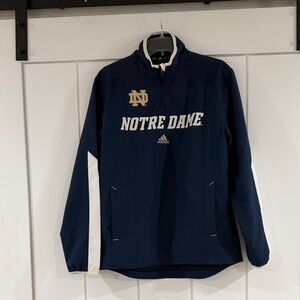 Adidas Navy and White Notre Dame Pullover with Side Zipper Men’s Small